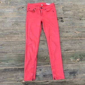 Rag & Bone Red Orange Zipper Capri Skinny Jean 25